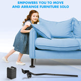 Furniture Lifter Tool + 8-Pack of 3.5" Sliders, Save 80% Effort, Safely and Easily, The Lift and Glide Tool Set for Heavy Furniture and Appliances, Reusable Moving Pads, Floor Protectors for Carpet