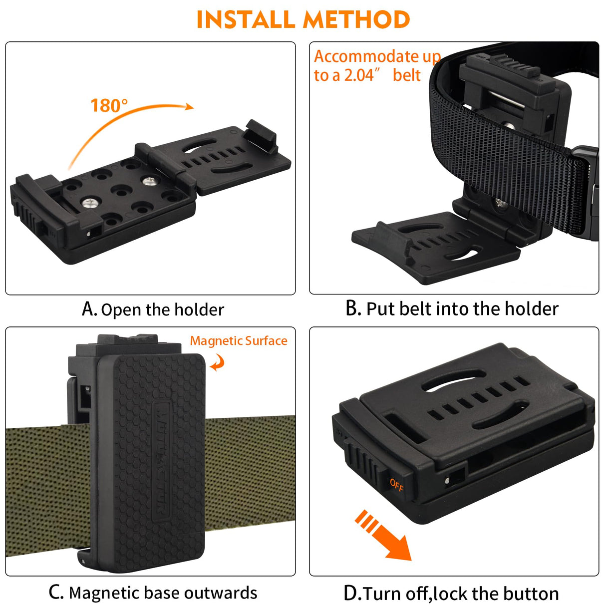MUTUACTOR Magnetic Belt Clip Heav Duty, 2PCS Super Strong Tool Belt Tool Holster,Anti-Slip Rubber Coated Magnetic Belt Clip for Organizing Screwdrivers Hammers Wrenches for Father's Day