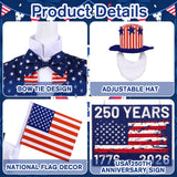 Celltestria 4th of July Goose Outfits for 23" Geese 250th Anniversary Sign Flag Goose Clothes Patriotic Porch Goose Costume for USA Independence Memorial Day Outdoor Patio Yard Lawn Garden Decoration