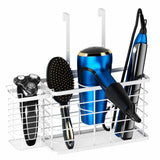 Agotglmi Hair Tool Organizer, Dryer Holder, 3 in 1 Blow Bathroom Organizer Wall Mounted/Cabinet Door for Flat Iron, Curling Straightener, Care & Styling Tools Storage Basket (White)