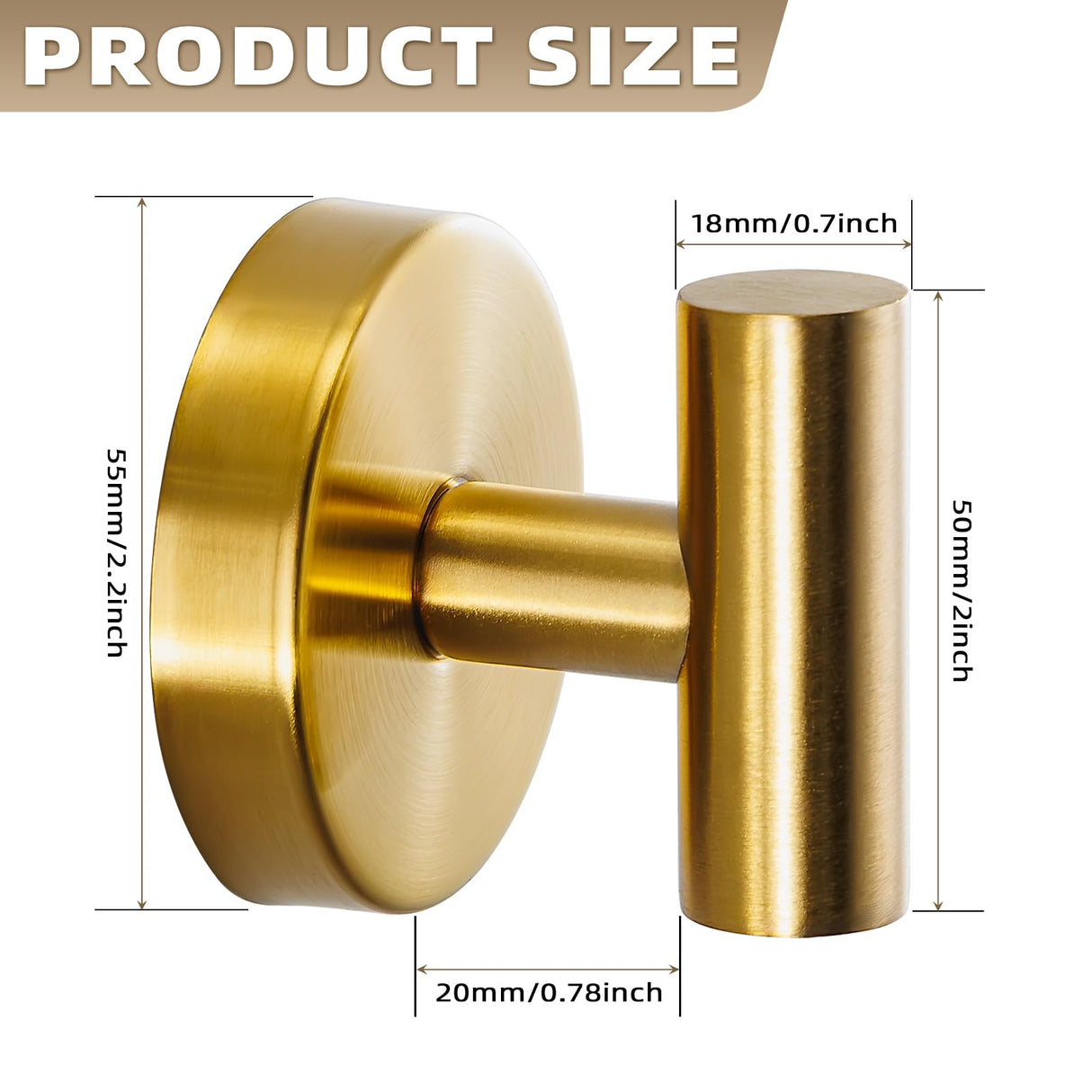 Fenas Suction Cup Hooks for Shower - Bathroom Reusable Hooks for Towels, Robes & Loofah - No-Drill Mounting on Kitchen,Walls,Metal,Glass,Mirrors,Tile & Smooth Non-Porous Surfaces (4, Brushed Gold)
