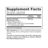 NusaPure Siberian Rhubarb 10:1 Extract, 250 mg Equivalent to 2,500mg - 200 Veggie Capsules (Vegetarian, Non-GMO, Vegan)