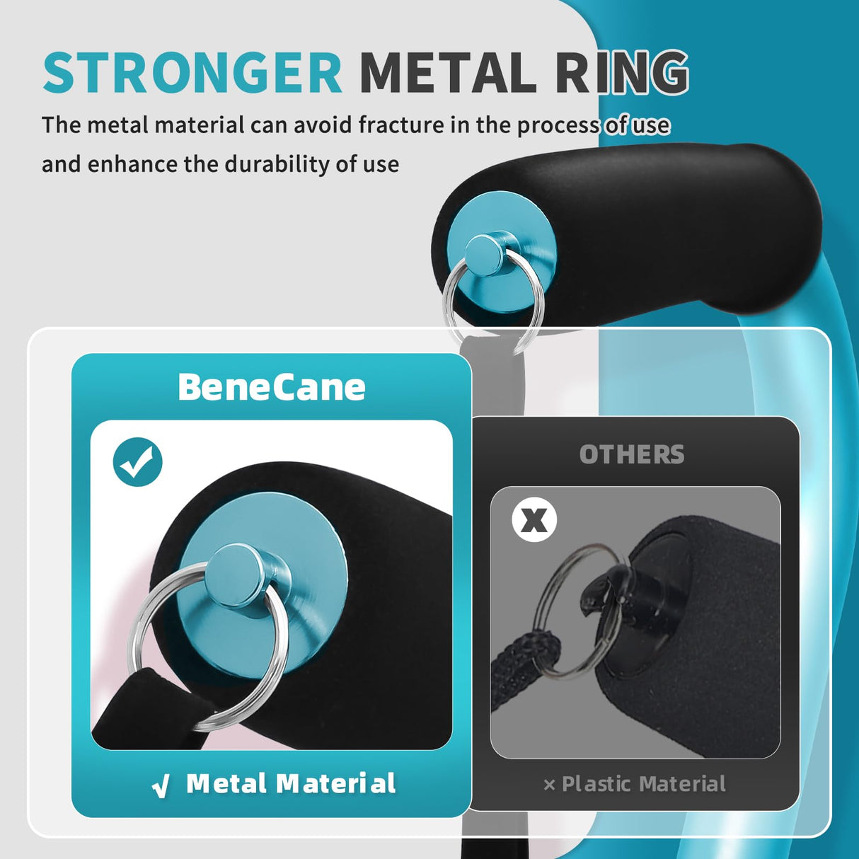 BeneCane Quad Cane Adjustable Walking Cane with Offset Soft Cushioned Handle for Men & Women Lightweight Comfortable with 4-Pronged feet for Extra Stability(Blue)