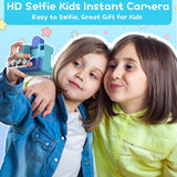 Kids Camera Instant Print, Christmas Birthday Gifts for Girl Boys 3-12 Years Old, FHD Selfie Digital Video Cameras Toddler 3 Rolls Print Paper & 32G Card (Blue)