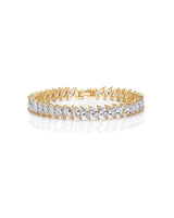 PAVOI 14K Yellow Gold Plated Marquise Cut Tennis Bracelet for Women - Cubic Zirconia Gold Tennis Bracelets for Women - Delicate Marquise CZ Bridal Jewelry for Wedding - Size 7"