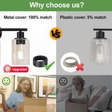 Zarbitta 3-Light Bathroom Light Fixtures, 17.23" Black Modern Vanity Lights with Clear Glass Shade, Bathroom Wall Lamp for Mirror Kitchen Living Room Hallway Cabinet Porch