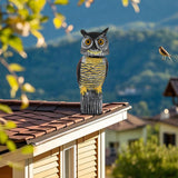 Glintoper Plastic Fake Owl Wagging Head Outdoor Statues 16.5 inch, Bird Scarecrow Horned Decoy, Bird Deterrents Scary Birds Away, Nature Enemy Pest Repellent for Outdoor Garden Yard Protectors