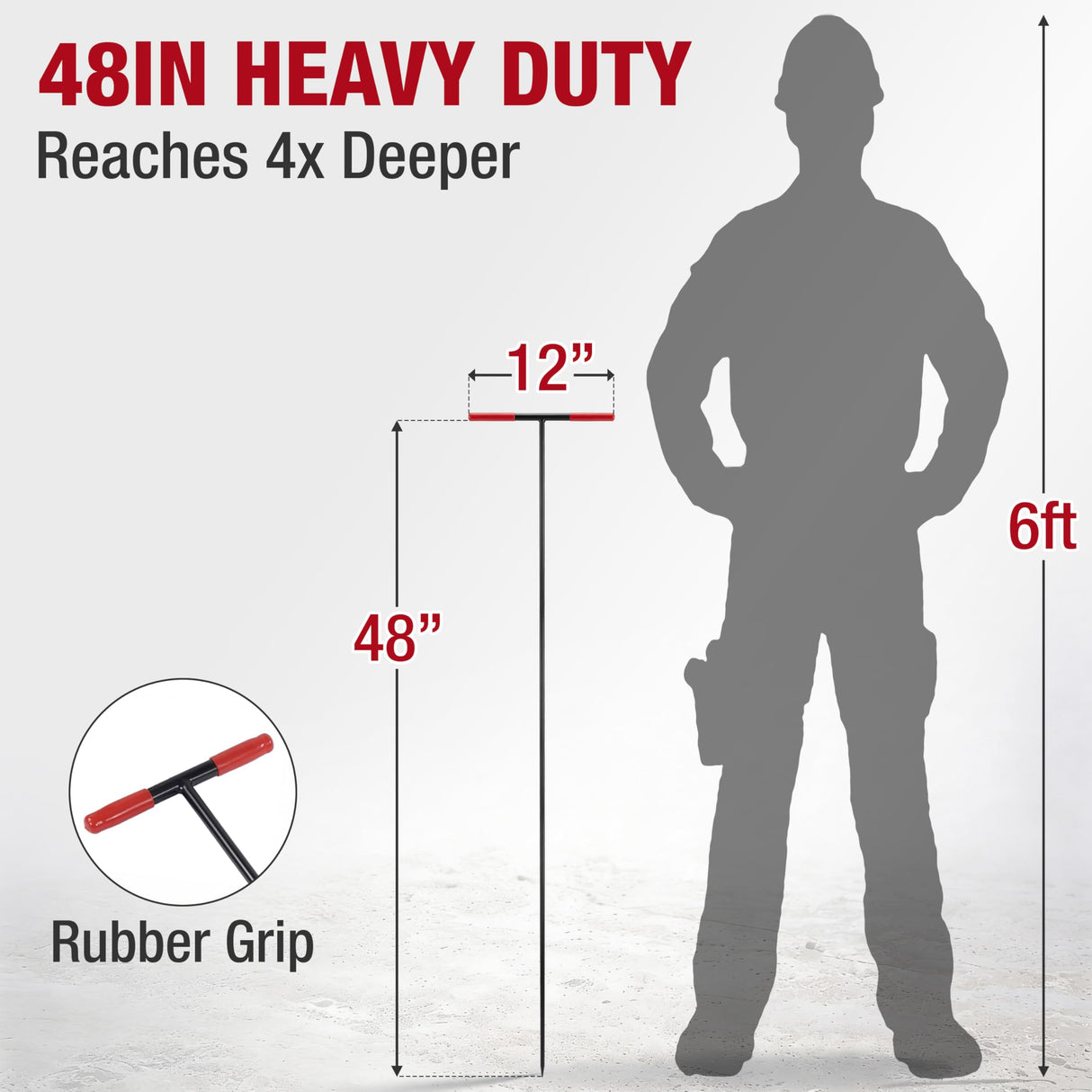 HOMESTEAD 48-Inch Soil Probe Rod with wide T handle, Comfortable Grip for Locating underground pipes and septic tanks
