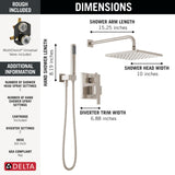 Delta Modern 14 Series Square Rain Shower System Faucet Set, Rainfall Brushed Nickel Shower Head and Handle Set, Valve Trim Kit, 10 Inch, Spotshield Stainless 342701-SP