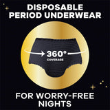 Always ZZZs Overnight Disposable Period Underwear for Women, Size S/M, Black Period Panties, Leakproof, 7 Count, Pack of 2 (14 Count Total)