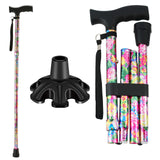 Walking Cane LIXIANG Cane for Woman | Mobility & Daily Living Aids | 5-Level Height Adjustable Walking Stick | Comfortable Plastic T-Handle Pink Print
