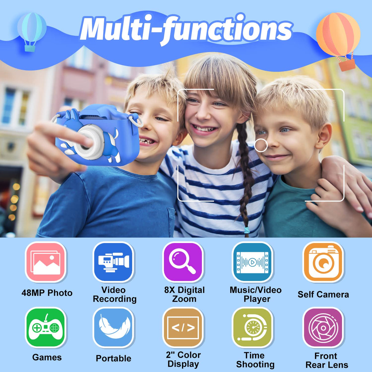 Mgaolo Kids Camera Toys for 3-12 Years Old Boys Girls Children,Portable Child Digital Video Camera with Silicone Cover, Christmas Birthday Gifts for Toddler Age 3 4 5 6 7 8 9 (Dog Blue)