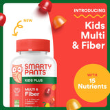 SmartyPants Kids Multivitamin & Fiber Gummies: Prebiotic Fiber to Support Kids Digestion with Vitamin D3, C, Vitamin B12, B6, A, Zinc, Biotin, Folate, Three Fruit Flavors, 120 Count (40 Day Supply)