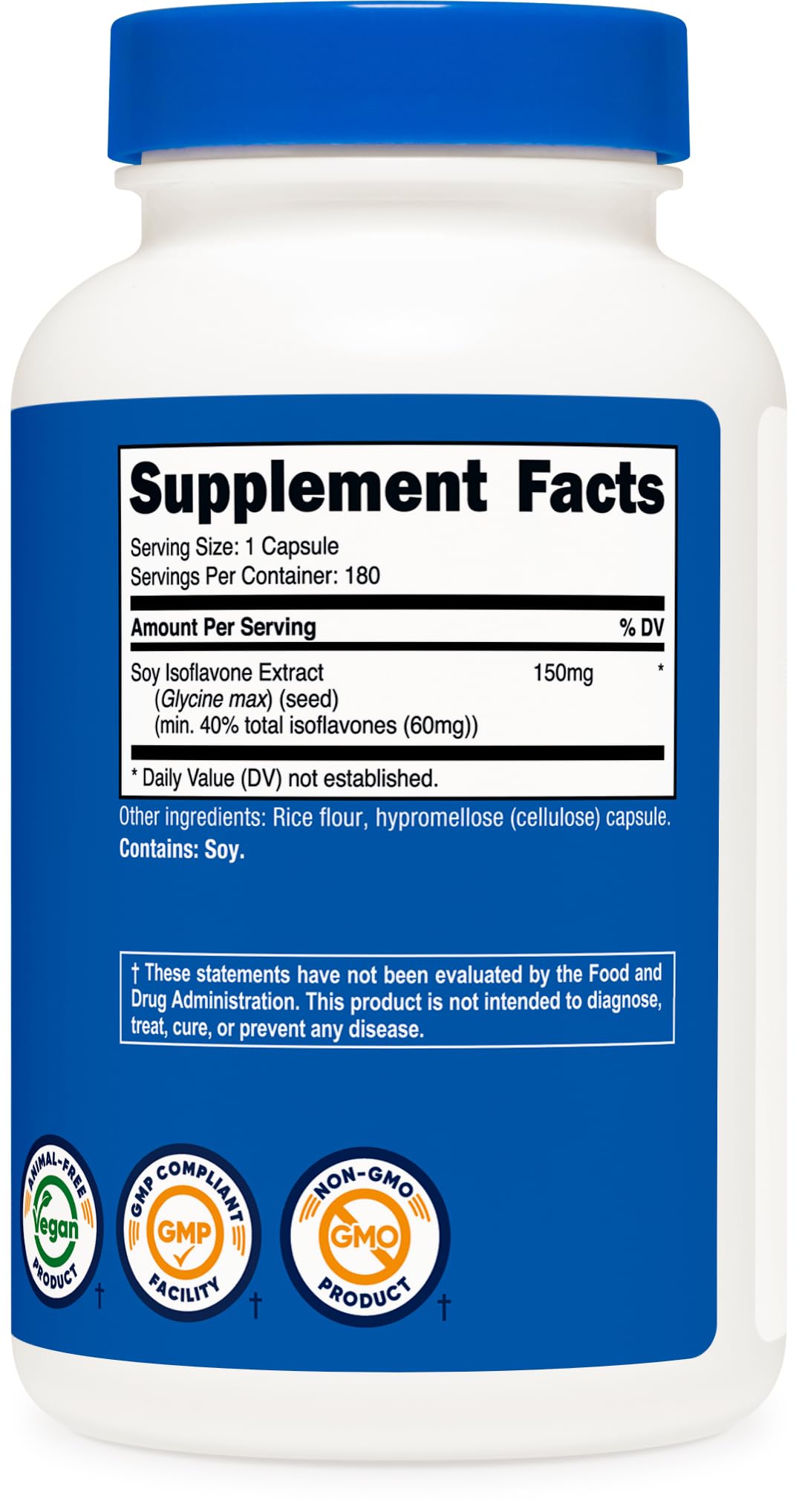 Nutricost Soy Isoflavones 150mg, 180 Veggie Capsules - Gluten Free, Non-GMO, Vegetarian Friendly