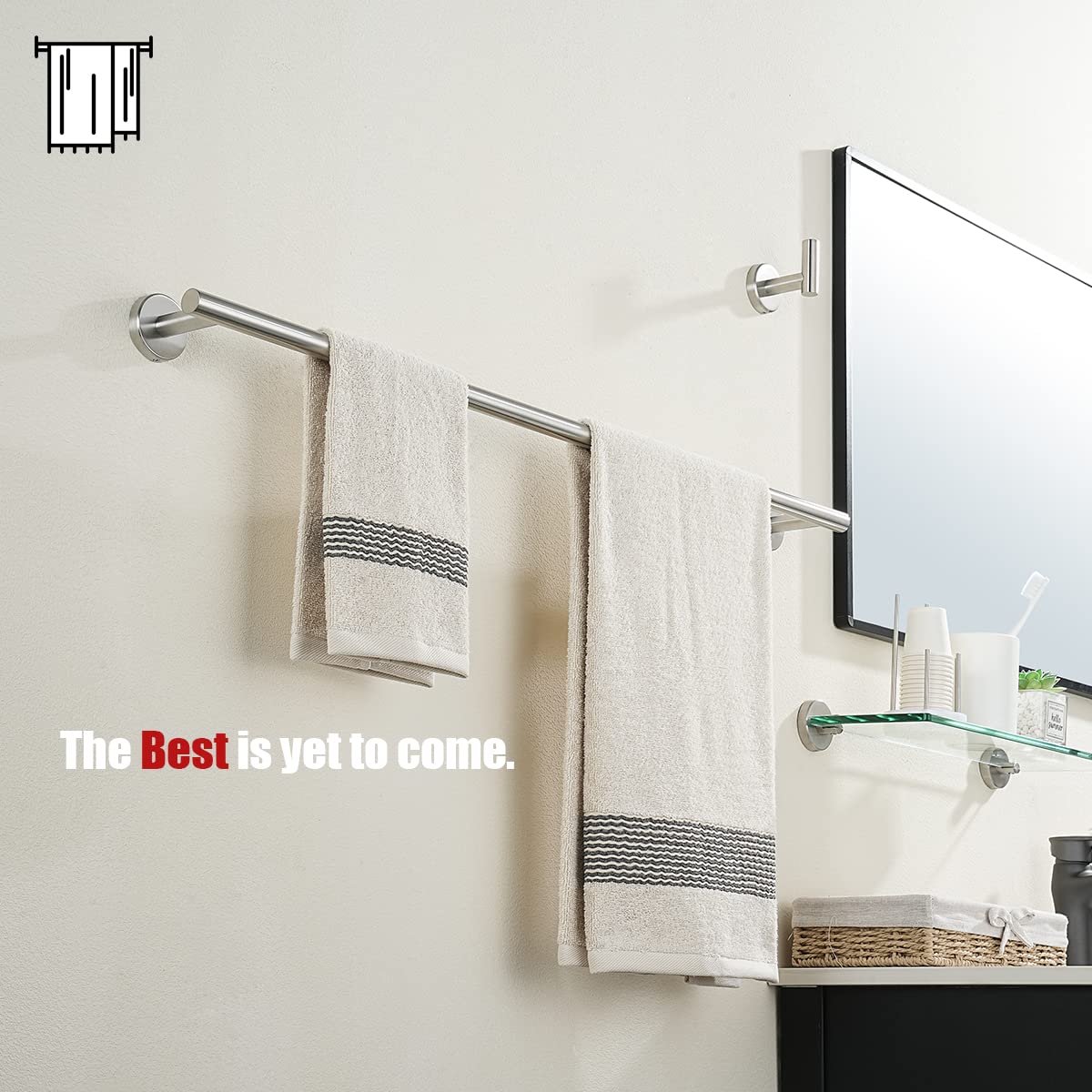 JQK Bath Towel Bar, 33 Inch 304 Stainless Steel Thicken 0.8mm Single Towel Rack for Bathroom, Towel Holder Brushed Finished Wall Mount, Useable Length 30 Inch, TB110L30-BN