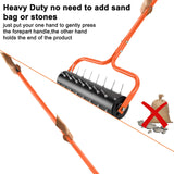 Senjoys 21" Rolling Lawn Aerator, 45 Preassembled Spikes, Only Needs 3-5 Minutes to Assemble, No Looseness, Good Package, 75" Long Handle with Quick Clip Connections, U-Shape Construction - Orange.