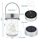 GIGALUMI Hanging Mason Jar Solar Lights, 6 Pack 30 Led Hanging Solar Lanterns Outdoor Waterproof, Hangers and Jars Included, Outdoor Decor for Balcony, Garden, Patio, Yard, Wedding