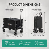 Overmont Ultra Compact Collapsible Wagon Cart, Lightweight Foldable Wagon with All Terrain Wheels, 120L Utility Wagon for Grocery Shopping, Daily Use, Camping & Sport