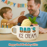 BackURyear Funny Dad Birthday Gifts from Daughter Son, Novelty Christmas Dads Gift for Daddy Dada Father StepDads, Unique New Dad gifts from Wife, Dad's Ice Cream Bowl Presents Set