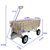 ZeHuoGe Outdoor Sport Wagon All Terrain Pulling w/Removable Wooden Side Panels, Solid Tires Big Foot Panel Wagon,Pull-Along Wagons (White)
