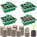 Halatool 4 Pack Seed Starter Tray with 50 PCS Peat Pellets, 48 Cells Green Seeding Starter Trays for Organic Seed Starter Soil Pods for Planting Vegetables Plants Flowers - Starting Seeds Kit