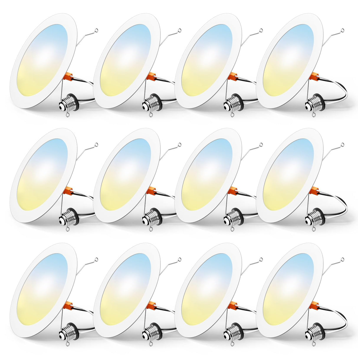 FREELICHT 12 Pack Retrofit LED Recessed Lighting 6 Inch, Selectable 2700K/3000K/4000K/5000K/6000K, Dimmable Flat LED Can Lights, 10W=110W, 1000LM, IC & Damp Rated, ETL & FCC, White