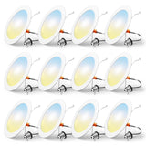 FREELICHT 12 Pack Retrofit LED Recessed Lighting 6 Inch, Selectable 2700K/3000K/4000K/5000K/6000K, Dimmable Flat LED Can Lights, 10W=110W, 1000LM, IC & Damp Rated, ETL & FCC, White