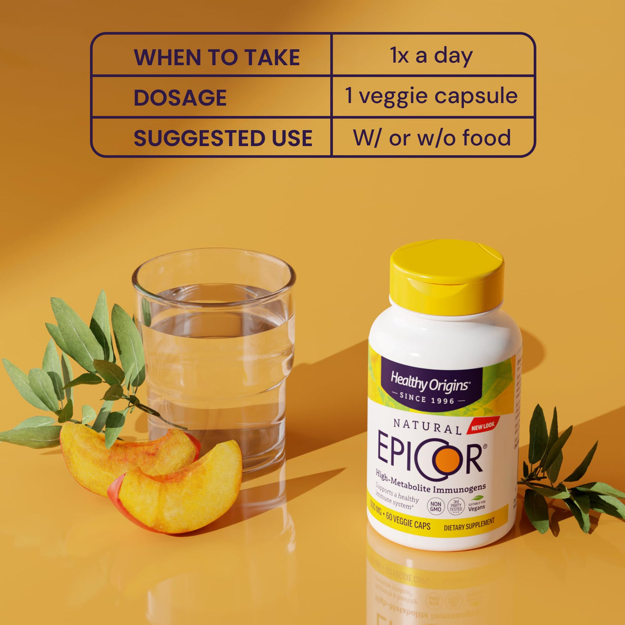 Healthy Origins EpiCor 500 mg (Immune Support, Non-GMO, Gluten Free), 60 Veggie Capsules