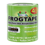 FrogTape Multi-Surface Painter's Tape with PAINTBLOCK, 2 in Wide (1.41 in x 60 yd), Quick Stick Medium Adhesion, Premium Green Painters Tape Removes Clean, 4 Rolls (240660)