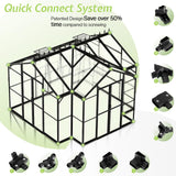 AMERLIFE 12x10x8 FT Hybrid Polycarbonate Greenhouse, Quick-Connect Aluminum Frame with Dual Roof Vents & Double Doors, Walk-in Outdoor Garden Greenhouse with Gutters, Black