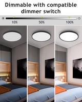 hepside 2PACK Flush Mount LED Ceiling Light Fixture Black, 12Inch 28Watt, Dimmable & 3000K-4500K-6000K Ceiling Lamp 3200LM Low Profile Ceiling Light for Kitchen Bedroom Hallway Porch
