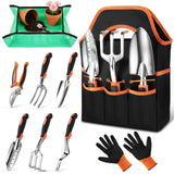 9-Piece Garden Tools Set Heavy Duty Stainless Steel with Tote Bag