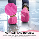 squish Shoe Covers Disposable Non Slip, 100 Pack(50 pairs) Pink Thick Extra Disposable Boot Covers Slip Proof Shoe Cover for Indoors Outdoors Durable Protector Covers Fits Virtually Most Shoes