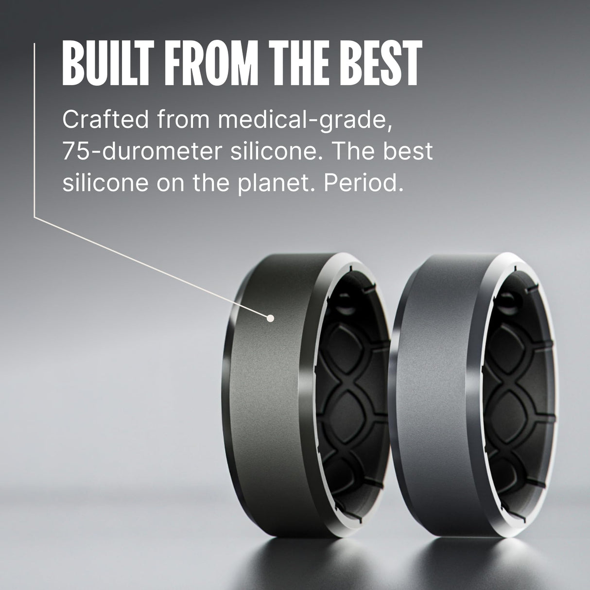 Groove Life Zeus Edge Flat Earth Anti Stretch Silicone Ring Breathable Rubber Wedding Rings for Men, Unique Design, Comfort Fit Ring - Size 9
