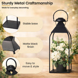 Decorative Metal Lanterns Indoor Outdoor, Set of 3 Outdoor Candle Holder