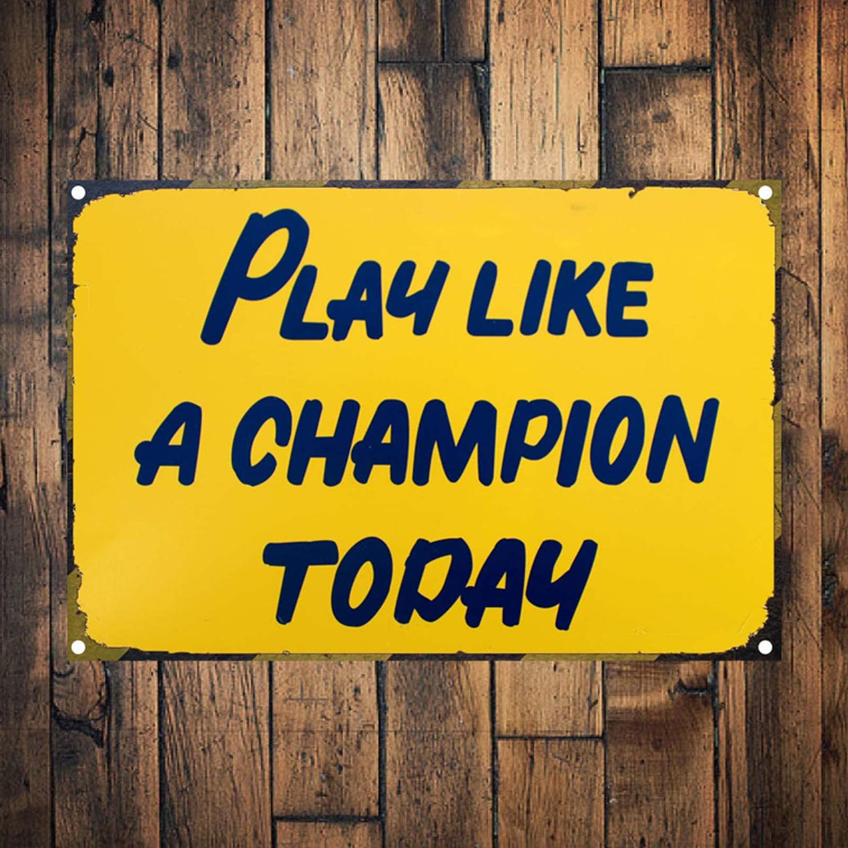 Play Like A Champion Today Sign - Play Sign Inspirational Classic Metal For Bar Restaurant Cafe Men Cave Pub Bar Home Wall Decor (Yellow-16”X24“) …