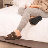 EverFoams Womens Fuzzy Open-toe Slippers Indoor Elegant Mocha, 7-8 US