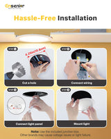 Ensenior 24 Pack 4 Inch LED Recessed Ceiling Light, Dimmable, 3000K-5000K 3CCT, 750LM 9W 120V, High Brightness Canless Wafer Downlight - ETL&FCC&IC
