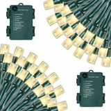 Battery Operated Christmas Lights, 33 FT 100 LED Mini String Lights with Timer and 8 Modes, Green Wire Outdoor Waterproof String Lights for Indoor Holiday Party Garden Decor, Warm White 2 Pack