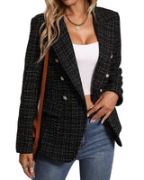 Mina Self Tweed Blazers Jacket for Women 2025 Winter Christmas Party Nye New Years Eve Clothes Outfits Black Cute Ladies Casual Chamarras para Mujer Womens Lightweight Women's Jackets