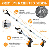 EZPIK Pro 43" Foldable Grabber Reacher Tool for Seniors - Grabbers for Elderly Reaching Tool Heavy Duty Pickup Trash Picker Upper Equipment - Claw Grabber Stick for Reaching Aids, Weed Gripper