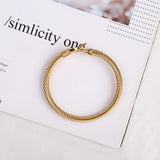 HX SHARE Twisted Cable Bracelet Stylish Fine Stainless Steel Cable Cuff Bracelet with Hook Clasp Bracelets Jewelry for Women 18K Gold （7.6"）