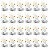 Amico 24 Pack 6 Inch 5CCT Ultra-Thin LED Recessed Ceiling Light with Junction Box, 1050LM Brightness, Dimmable Canless Wafer Downlight, 12W, ETL&FCC