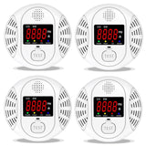 High Definition Color Screen Detector LCD Powered by Carbon Monoxide Detector and Smoke Alarm Battery (excluding Battery) (Large Screen, 4Pack-CO&Smoke)