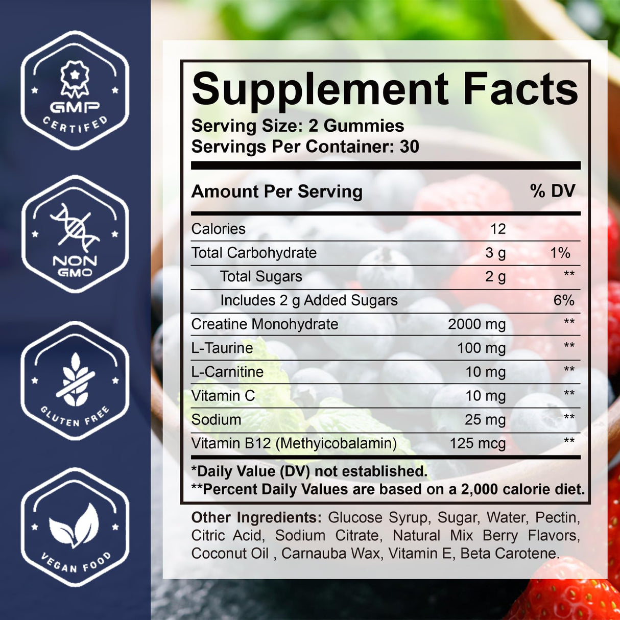 Creatine Chewable Gummies - 2000mg Creatine Monohydrate Tablet Chews, Easy Digesting, Fast Absorbing Chews for Men and Women, Build Muscle, Improve Recovery, Strength, and Endurance 60Count