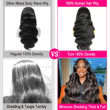 Hakaniya 13x6 Body Wave Lace Front Wigs Human Hair Pre Plucked HD Transparent Lace Frontal Wigs Human Hair 180% Density Glueless Wigs Human Hair with Baby Hair for Women 26 Inch