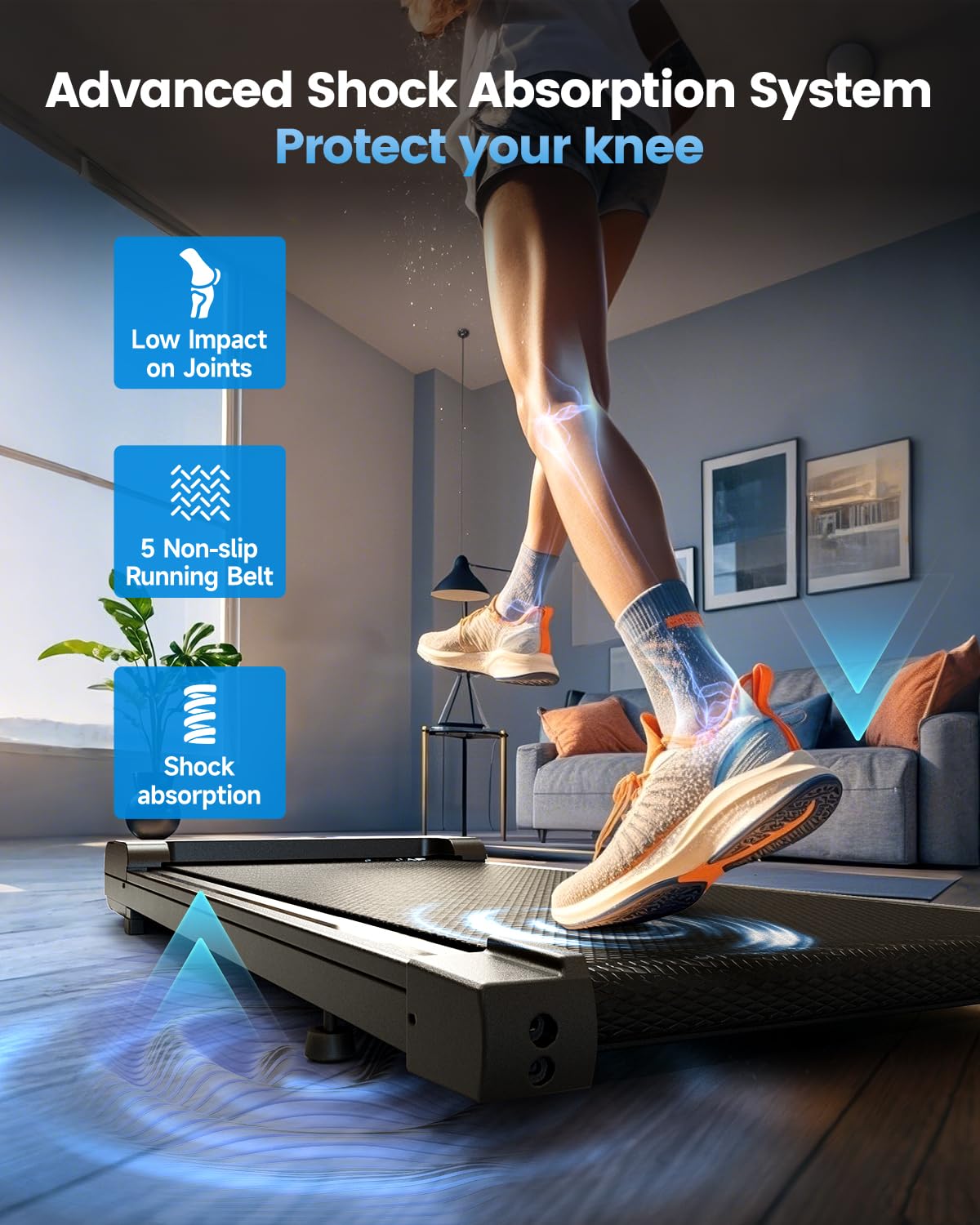 Vhorilix Walking Pad Treadmill for Home - Under Desk Treadmills Portable Mini Compact Walk Pads for Small Spaces Office Indoor Apartment Floor Flat Running Machine with Remote Quiet Lightweight