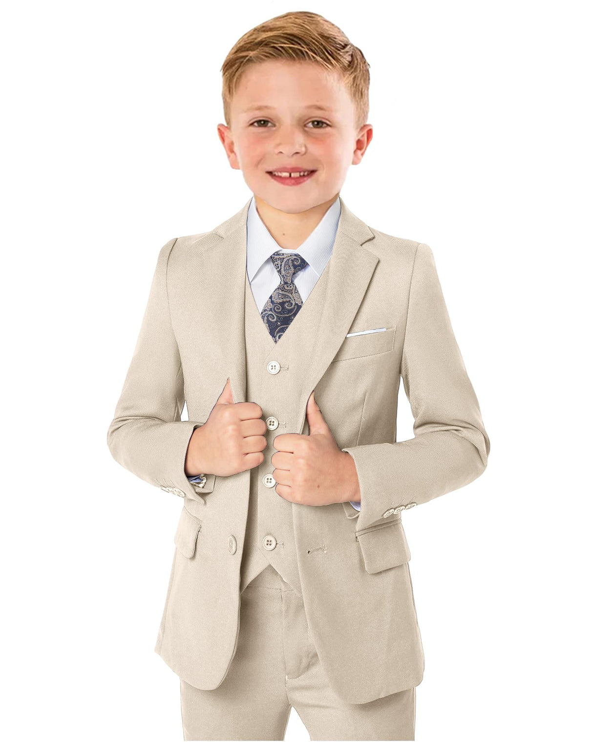 Boy Suit for Kids Champagne Slim Fit Wedding Christmas Suits Size 8 Formal Dress Tuxedo Ring Bearer Outfits Boys Casual Clothes