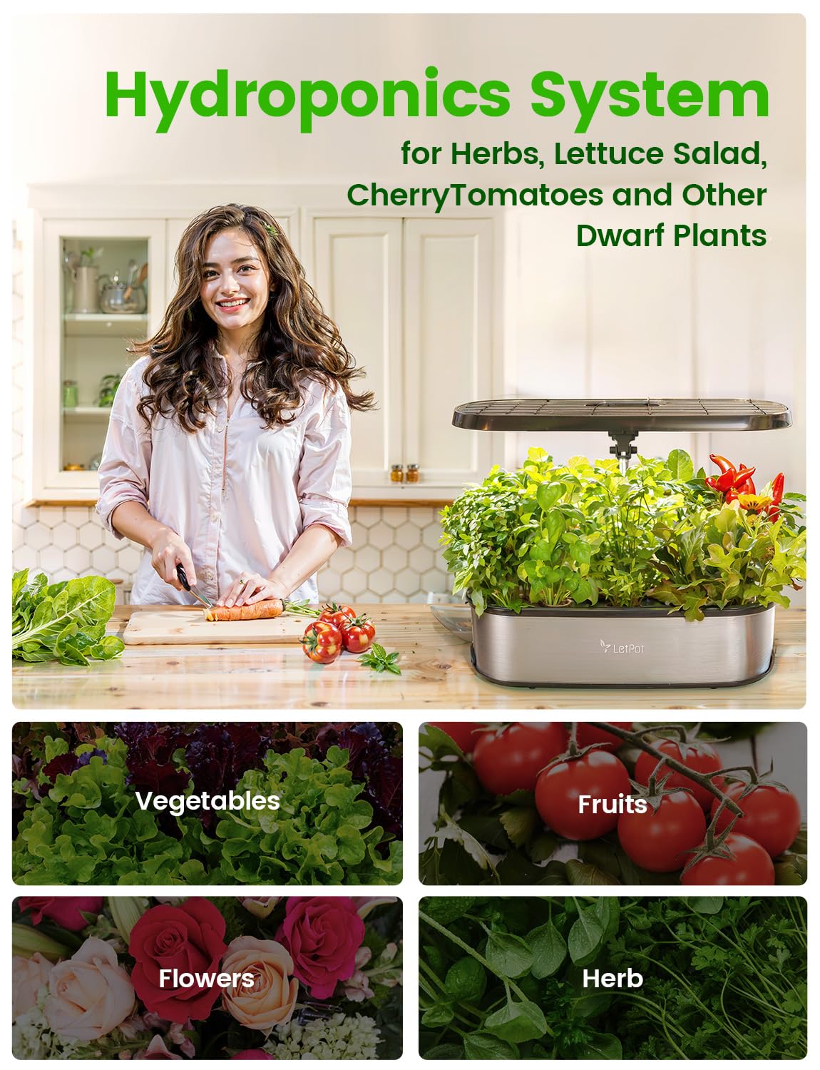 LETPOT LPH-SE Hydroponics Growing System, 12 Pods Smart Herb Garden Kit Indoor, Indoor Garden, APP & WiFi Controlled, with 24W Growing LED, 5.5L Water Tank, Pump System, Automatic Timer