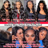 CRCCRC 30 Inch 13x6 Lace Front Wigs Human Hair 200% Density Body Wave HD Lace Front Wigs Human Hair Pre Plucked Natural Color Glueless Wig 100% Virgin Lace Front Wigs for Women